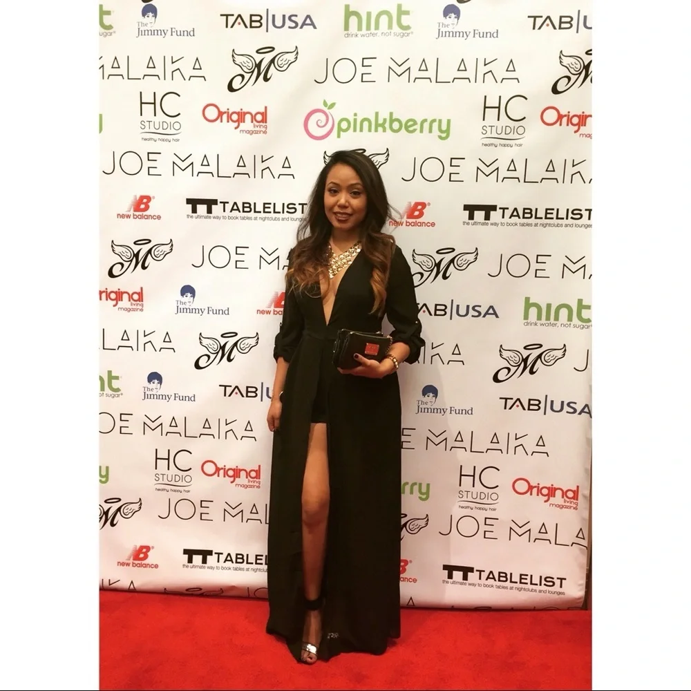 Long black low v-neck dress with shorts inside- M - Picture 2 of 7